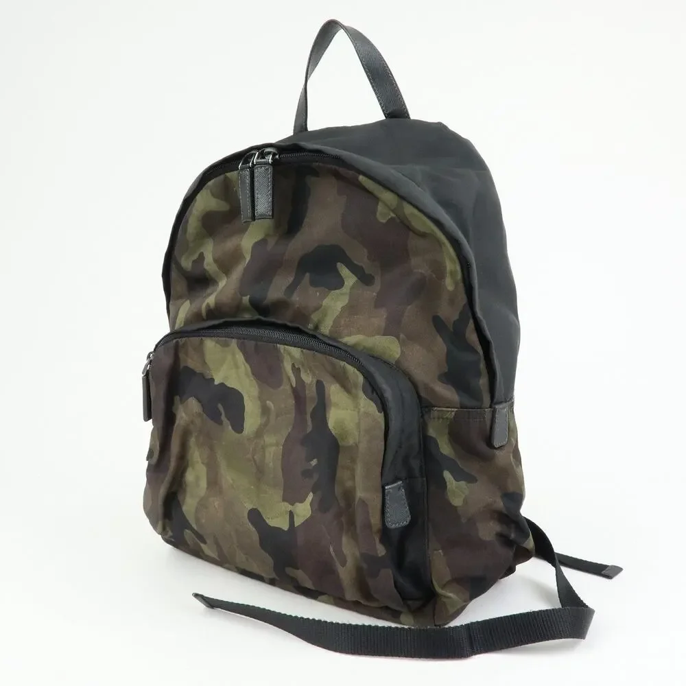 Prada Triangle Logo Nylon Leather Backpack Multicolor